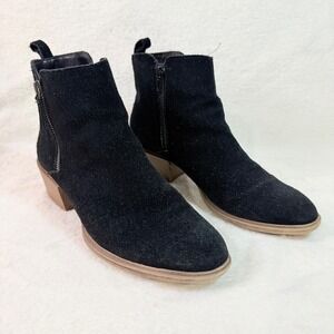 Kensie Talynn Black Suede Ankle‎ Boots Women Block Heel Side Zip Bootie 9.5M